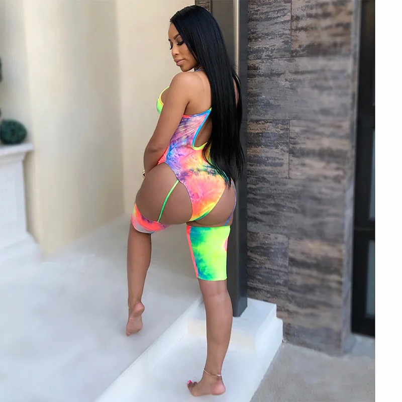 Женский комбинезон на бретельках Echoine разноцветный с глубоким v образным вырезом