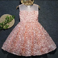 glizt pink tulle flower girl dress for weddings sleeveless kid summer dresses wedding gown girl party first communion dresses