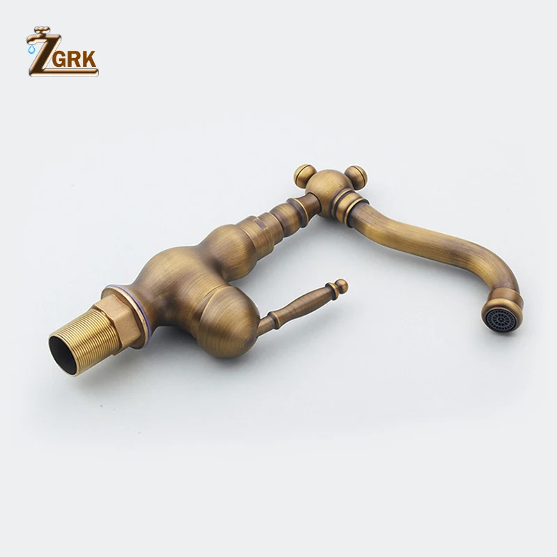 zgrk bathroom faucet accessories antique brass kitchen faucet 360 swivel bathroom basin sink mixer tap crane free global shipping
