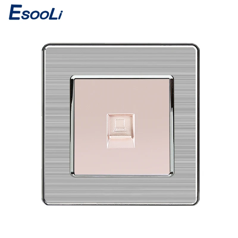 Esooli 1 банда RJ45 Интернет Джек CAT5E разъем из нержавеющей стали матовая панель