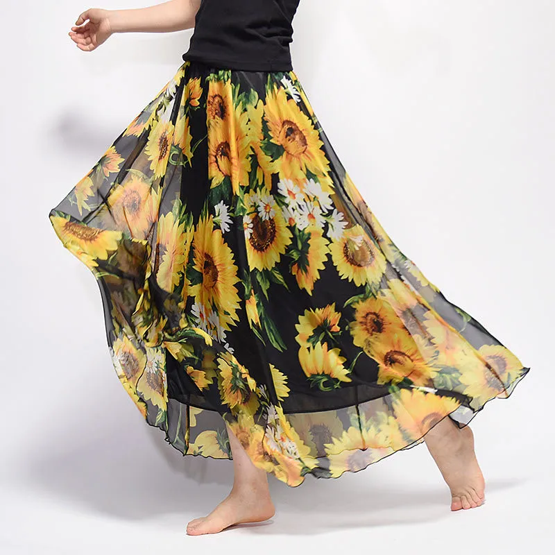 

Maxi Skirt Fashion Skirts Womens Summer European Style Casual Ladies Faldas Largas Boho Jupe Femme Clothes Bohemian Ropa Mujer