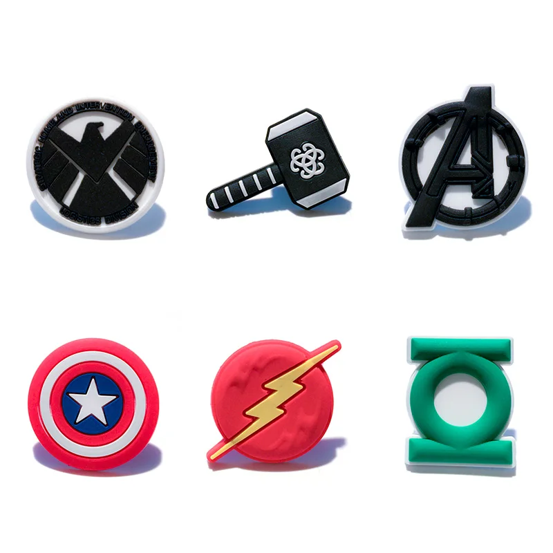 12 шт./лот с принтами "Marvel", "Мстители", оружие шаржа PVC брошь с иконкой на булавке значок аниме значки на кнопках, застегивающиеся рюкзак одежда шляпа Декор