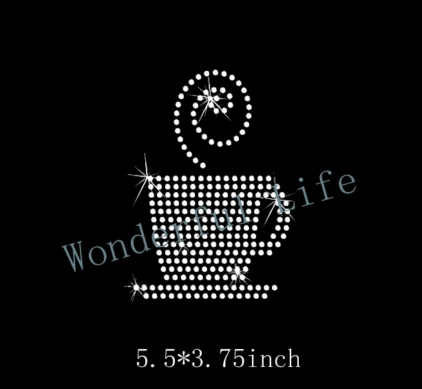Бесплатная доставка Горячая фиксация rhinestononemotif дизайн передачи кофе класса А