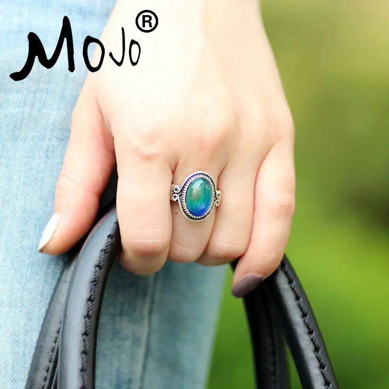 Mojo Панк Кольцо Старинные Цвет Изменение Настроения Кольцо Чувство Эмоция Переменчивый Кольцо Контроль Температуры Кольцо для Женщин MJ-RS009
