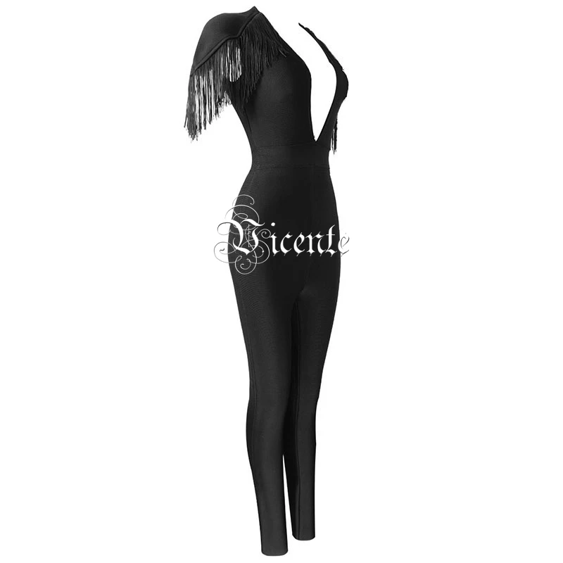 Vicente Горячая 2019 Новая мода Элегантный кисточки Украшенные Sexy Глубокий Vneck для