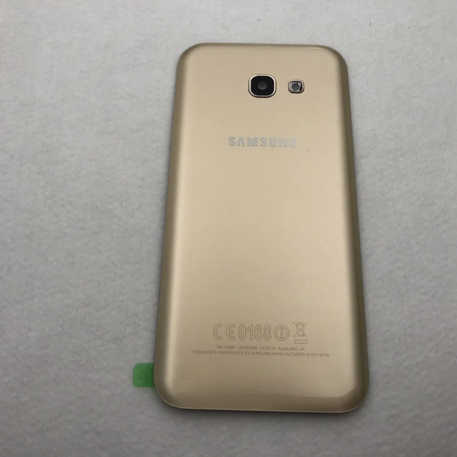 Для Samsung Galaxy A5 A520 A520F Задняя крышка батареи чехол 3D стекло задняя крышка корпуса камеры стеклянная рамка объектива - Цвет: Золотой