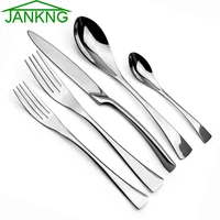 jankng 5pcslot stainless steel dinnerware set service for 1 black rose gold silver cutlery knife fork dessert fork teaspoon