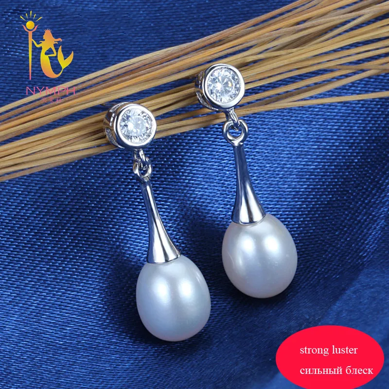 Женские серьги NYMPH из натурального жемчуга 8 9 мм модные на юбилей E1068|drop earrings|gifts for