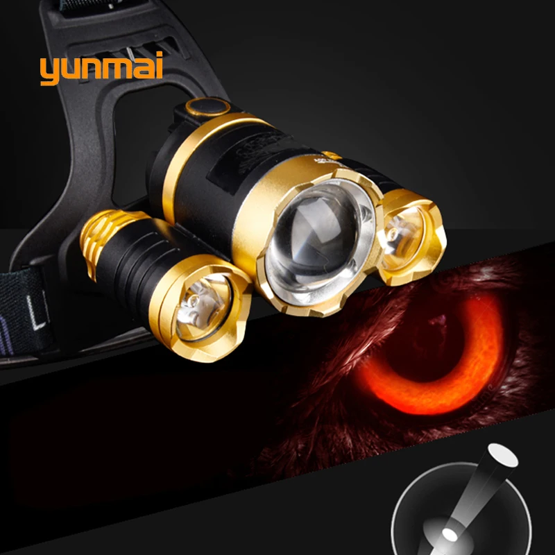 Светодиодный налобный фонарь yunmai мощный водонепроницаемый головной фсветильник