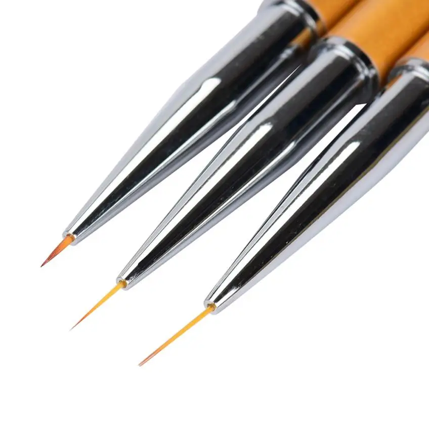 

New 3pcs Fashion Yellow Professional Nail Art Drawing Painting Dotting Pen Detailer Liner Brush Manicure Tool se5