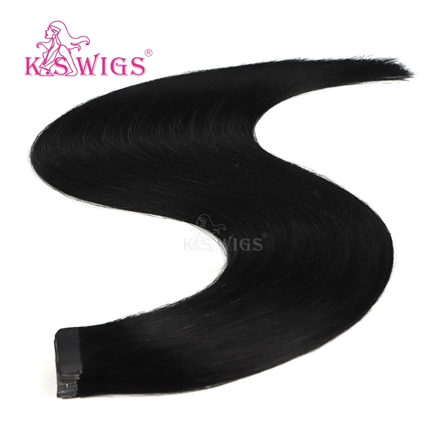 

K.S WIGS 10pcs/pack Tape In Remy Human Hair Straight Double Drawn Luxury Adhesive Human Hair Extensions 20''