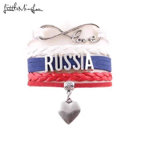 Женский кожаный браслет Infinity Love в русском стиле, очаровательные плетеные браслеты-обручи и обручи для женщин, украшения для страны
