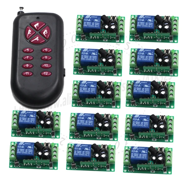 Релейный выключатель света с дистанционным управлением 12 каналов 10 А 1000 м