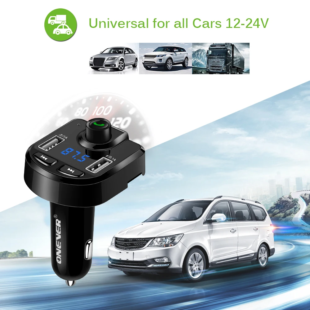FM трансмиттер Onever автомобильный с 2 USB портами и поддержкой TF карт|fm modulator|car kit