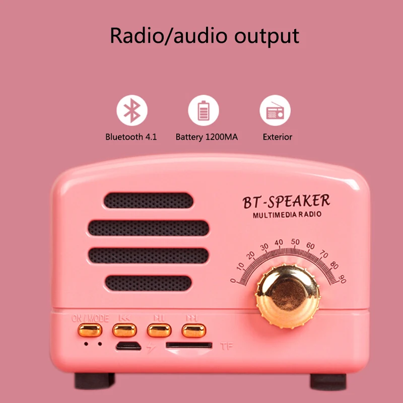 Мини портативный деревянный беспроводной Bluetooth Винтаж FM радио с тяжелой бас динамик Поддержка TF карты