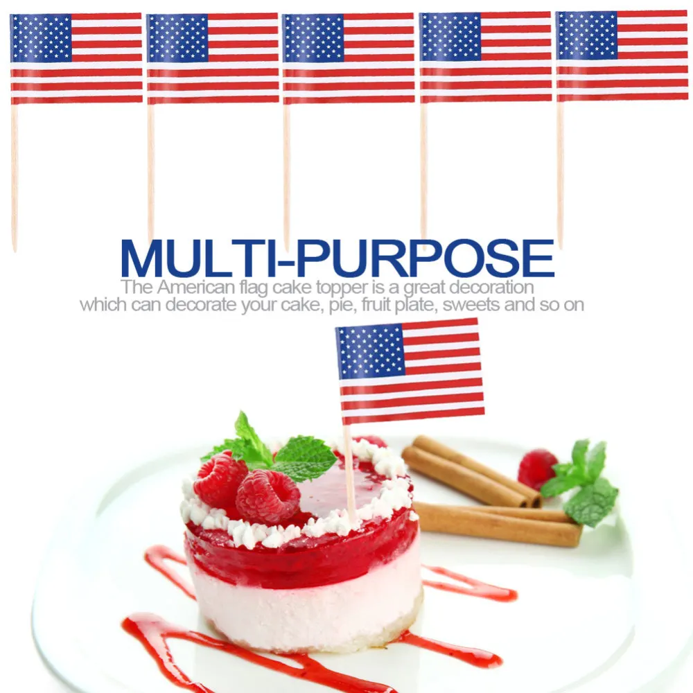 200 шт. мини 65 мм американский флаг зубочистки еда кексы вечерние украшения
