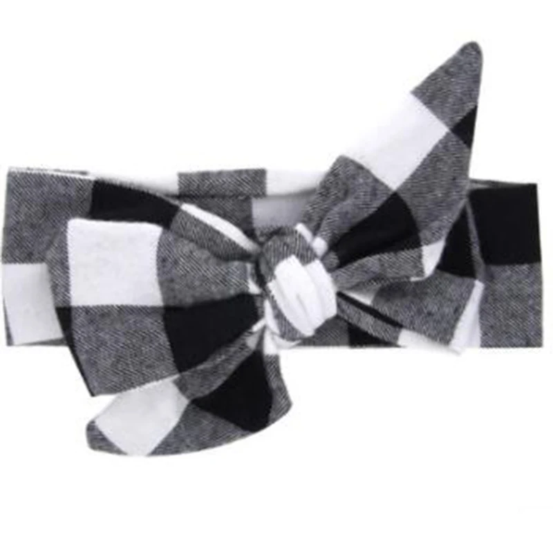 Летняя яркая черно белая клетчатая повязка на голову для девочек ретро тюрбан