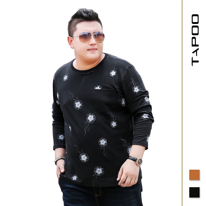 Мужской пуловер большого размера однотонный хлопковый XL 7XL с длинными рукавами