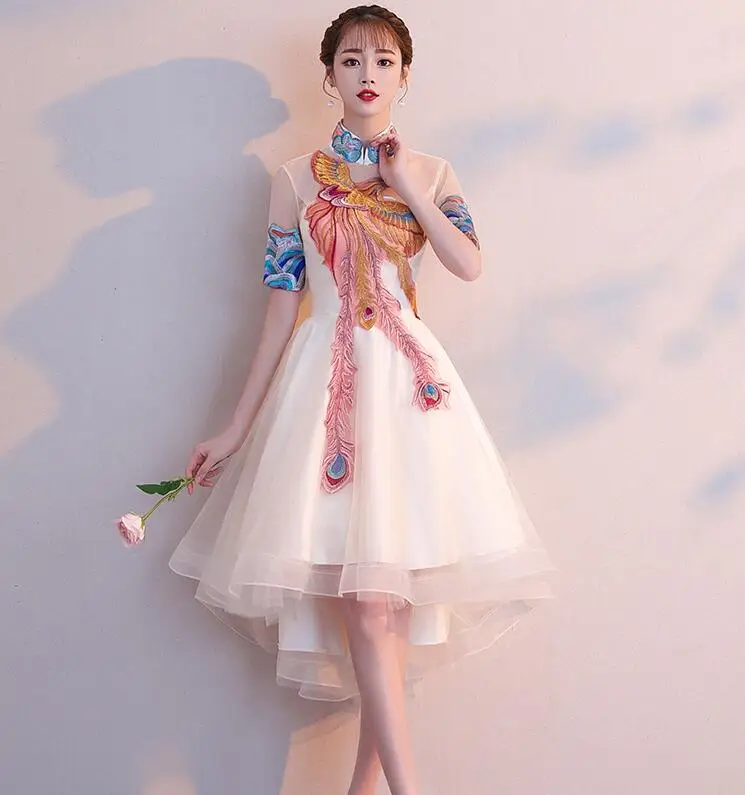 Женское Сетчатое платье с коротким рукавом винтажное длинное вышивкой спереди и