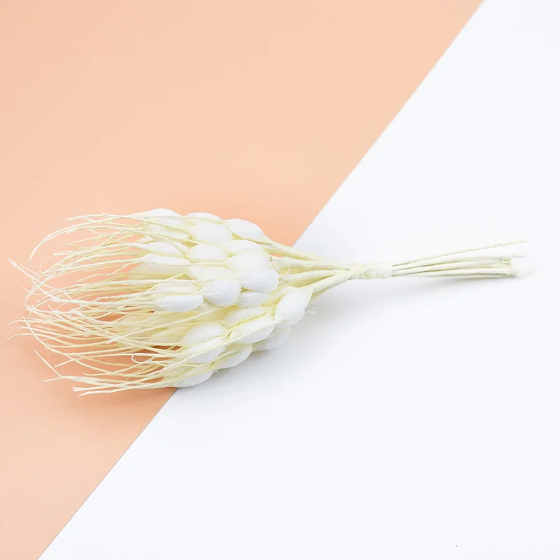 milk white 10 шт. искусственные пшеничные уши, искусственные растения для вазы, подарки diy, коробка для конфет, новогодние украшения для дома, свадебные помпоны - Цвет: milk white