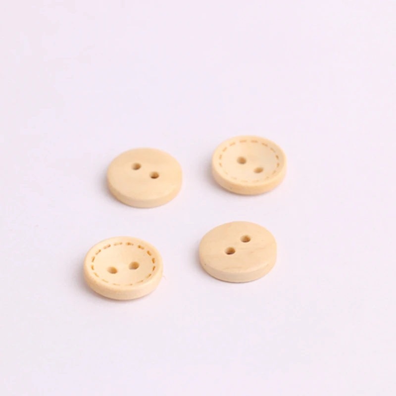 Круглые деревянные пуговицы в горошек натурального цвета 100 шт. 15 мм ручной пошив