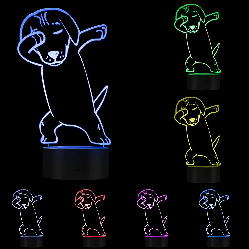 Without custom name Бультерьер собака 3D Оптическая иллюзия светильник USB ночник вытирая собака светящийся танцующий Мопс светодиодный светильник домашний декор настольная визуальная лампа - Цвет: Without custom name