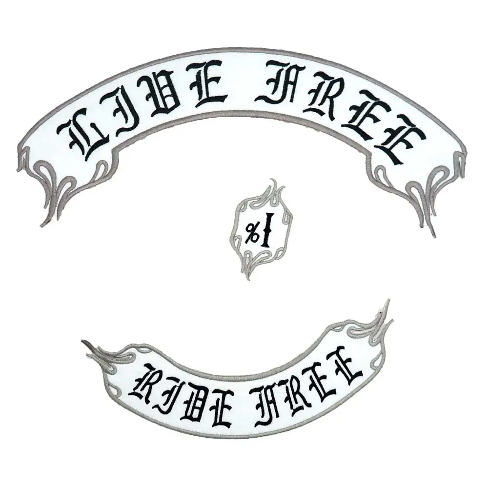 LIVE FREE RIDE FREE полный набор вышитая швейная этикетка Панк Байкер нашивки одежда наклейки Одежда Аксессуары значок 4 шт./партия