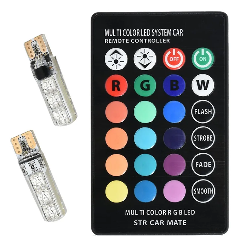 2 шт. T10 5050 6SMD RGB Автомобильный светодиодный светильник для номерного знака с