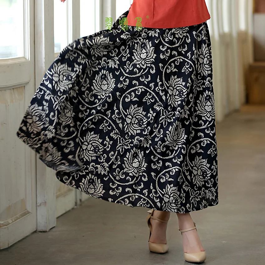 Длинная рубашка из смеси льна Shanghai Story повседневная юбка весенне летние юбки