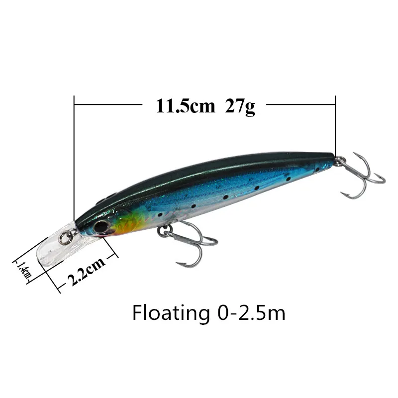 Смарт 115mm27g Floating0 2.5m гольян приманки жесткие рыболовные VMC крючок блесны