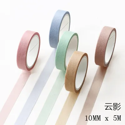 5X 10 мм* 5 м DIY декоративные скрапбук маскирующая лента сплошной цвет бумажная лента васи лента канцелярская наклейка этикетка офисная клейкая лента - Цвет: H