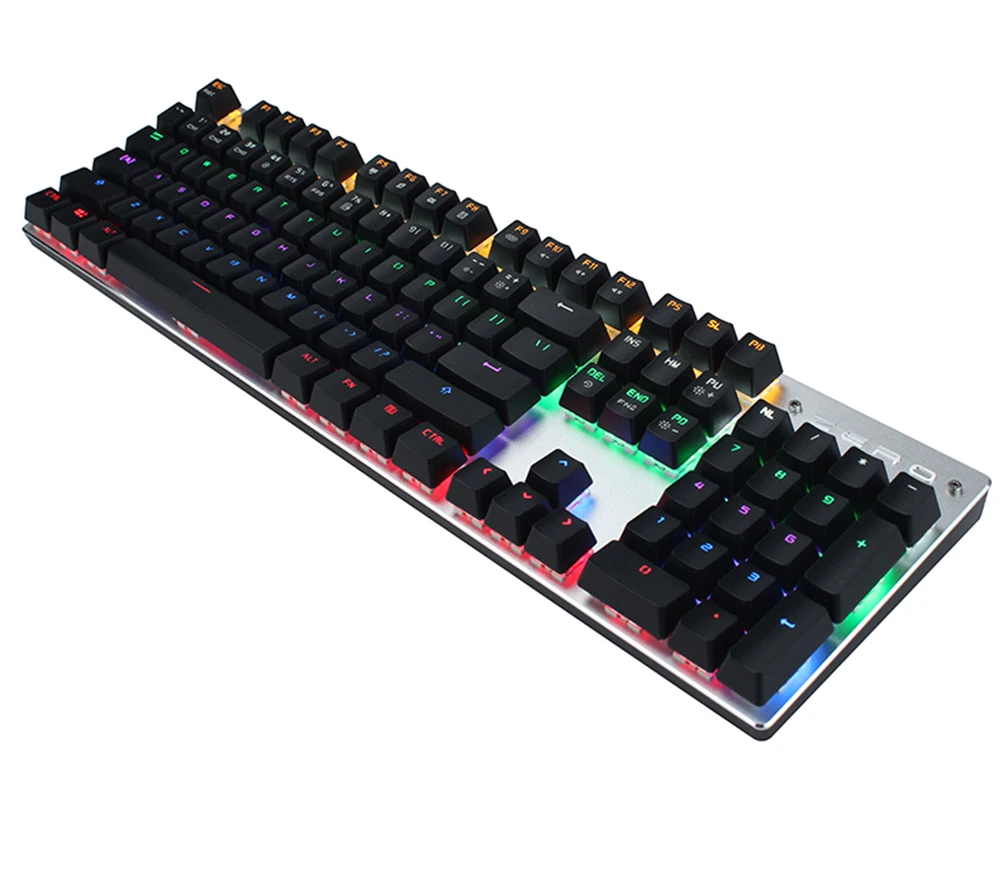Проводная Механическая клавиатура 87/104 ключей RGB синий переключатель светодиодный подсветкой anti-ореолы для игры русский/английский/ испанский макет