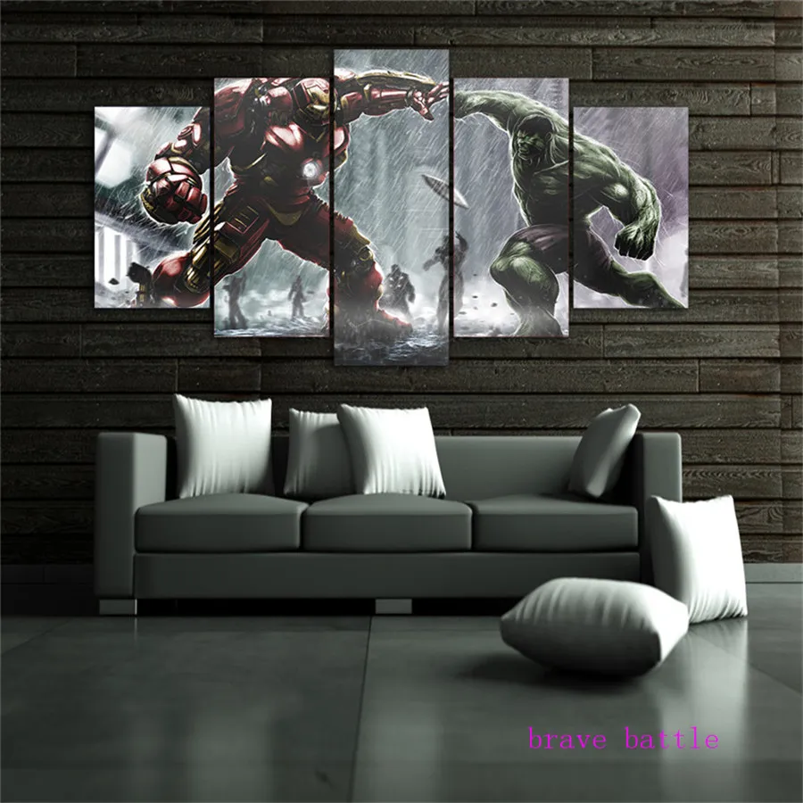 Ironman VS Hulk 5 шт. холст картина печать гостиная домашний декор Современное украшение