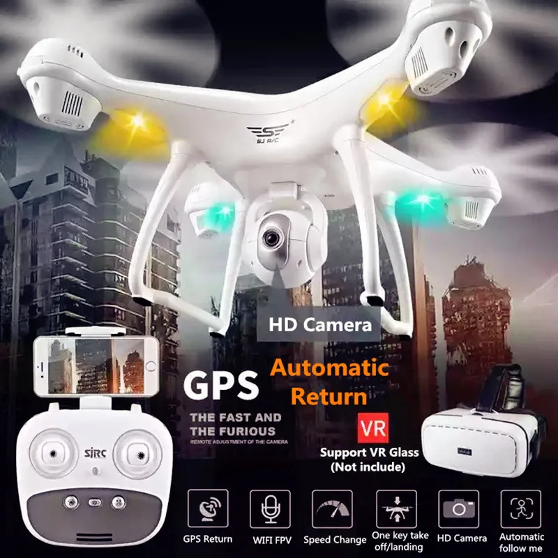 SJRC S70W gps RC Дроны с камерой HD 1080P Следуйте за мной возврат дома Дрон вращающийся