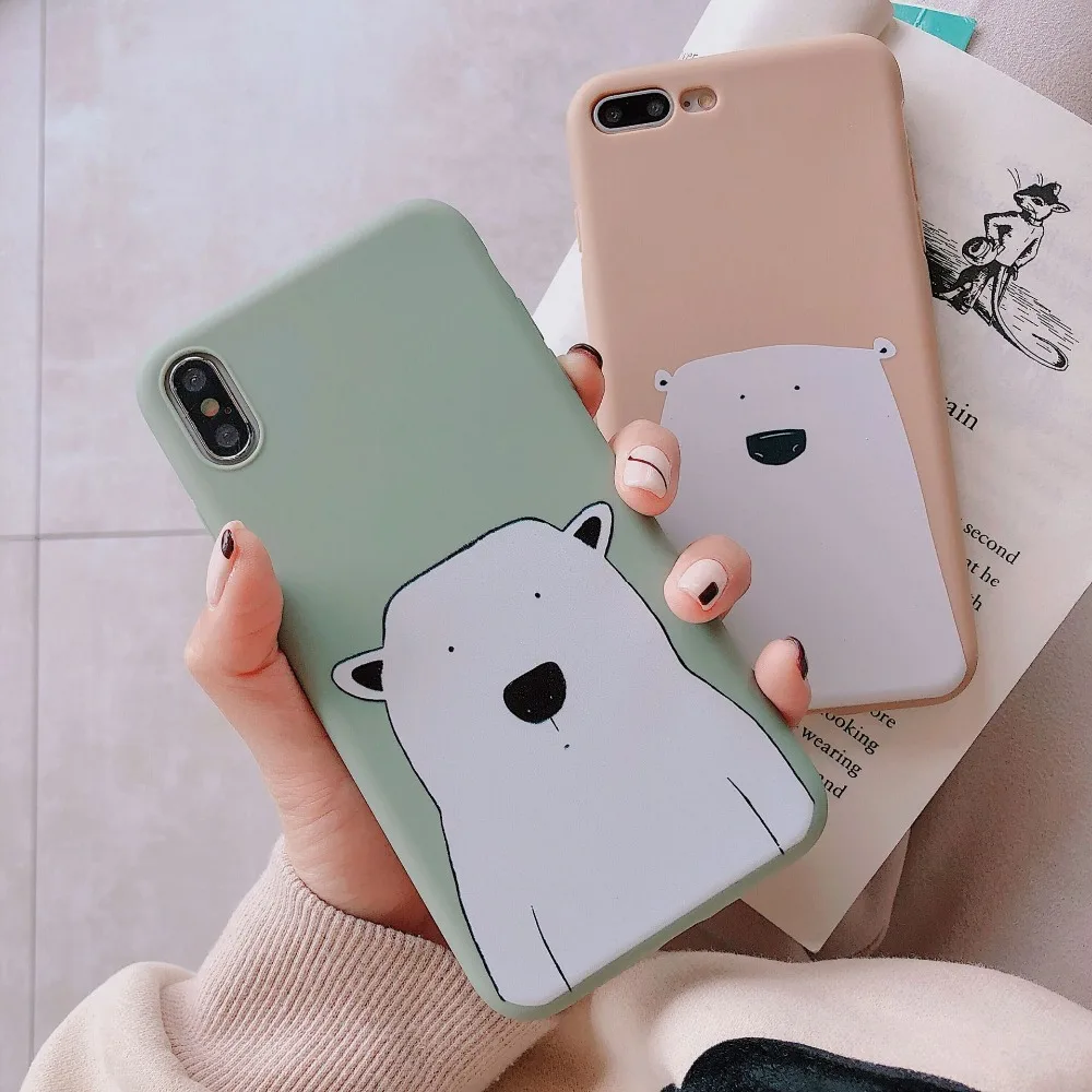 Силиконовый чехол для iPhone 6 6s 6plus Plus 7 7plus 8 8Plus X XR XSMAX sosft TPU милый мультфильм белый