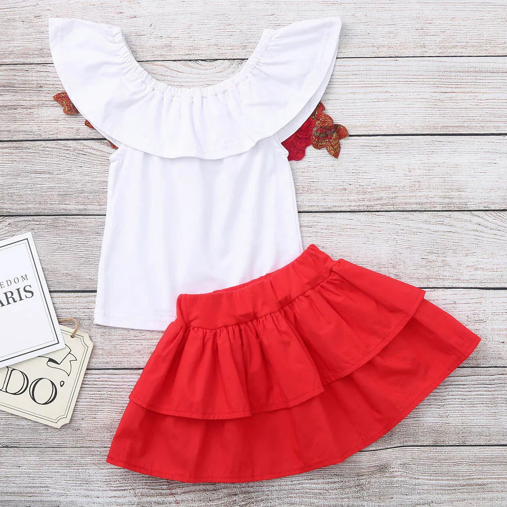 Детский комплект для девочек SAGACE розовый топ с открытыми плечами и вышивкой