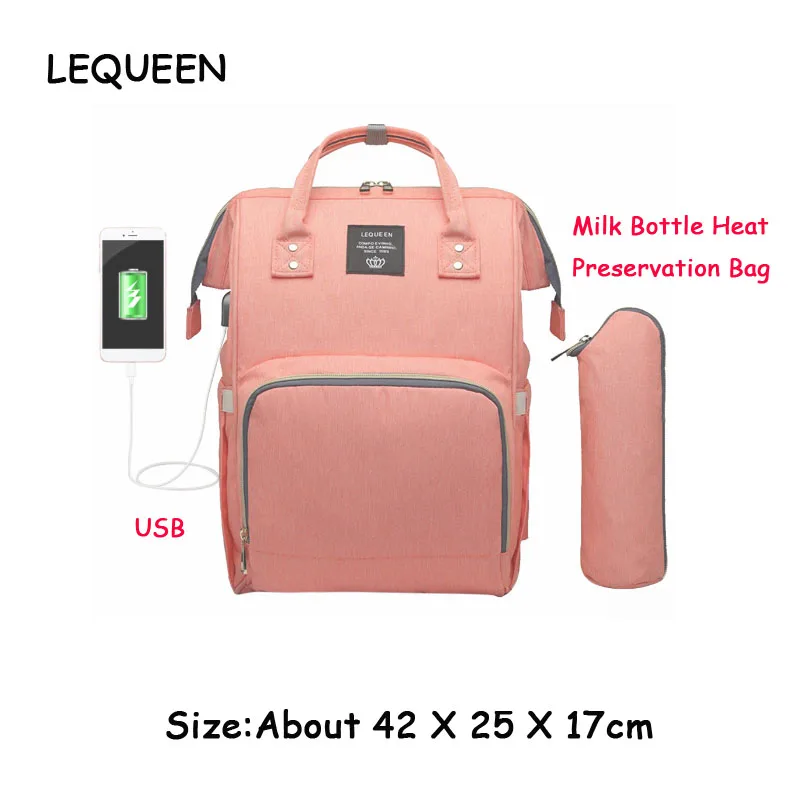 258922.03 LEQUEEN USB Водонепроницаемая сумка для подгузников, usb зарядка, большие рюкзаки для кормящих мам, сумка для подгузников, бренд bolsa maternidade - Цвет: 258922.03