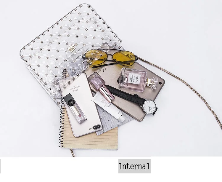 Новинка стильные туфли с заклепками Прозрачные Пляжные дизайнерские сумки