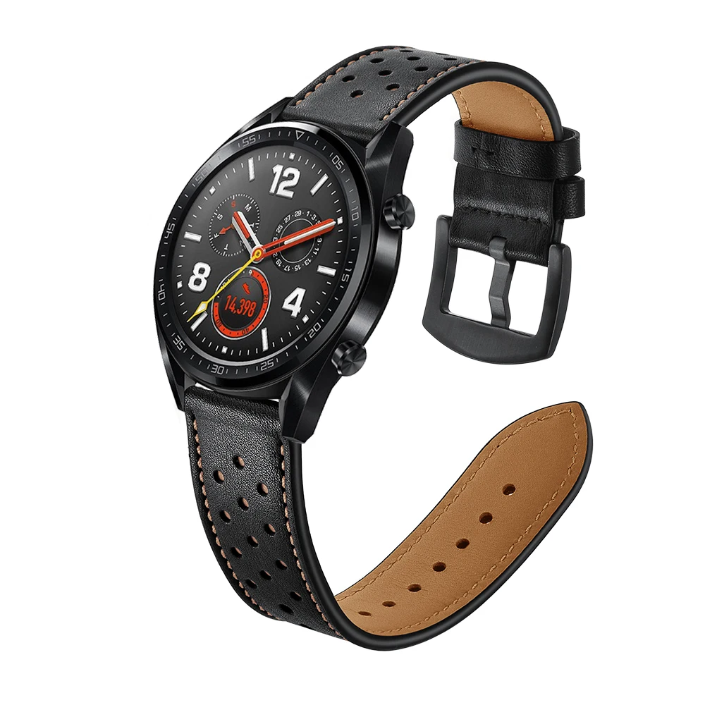 Ремешок из натуральной кожи для Huawei Watch GT 2 46 мм сменный Браслет нержавеющей стали