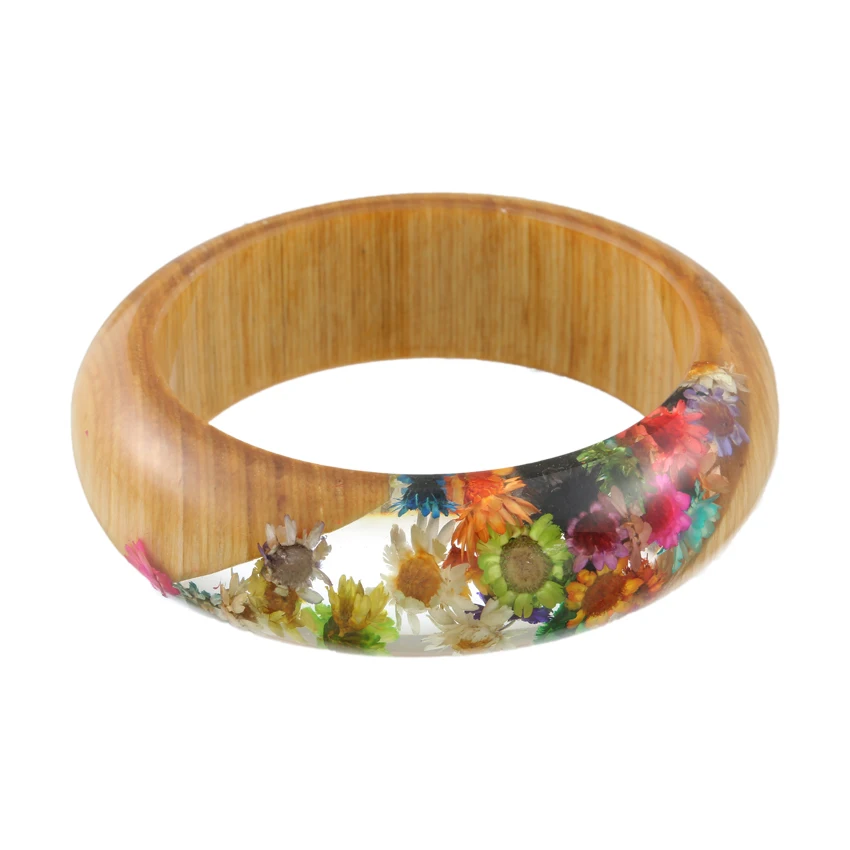 Красочная смола браслеты и деревянные радужные маргаритки ручной работы женские