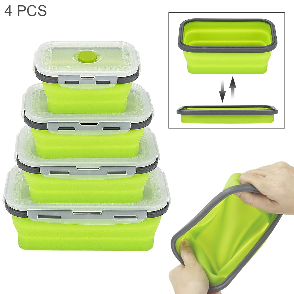 

Rectangle Silicone Lunch Box Collapsible Portable Box Bowl Bento Boxes Folding Food Container 350/500/800/1200ml