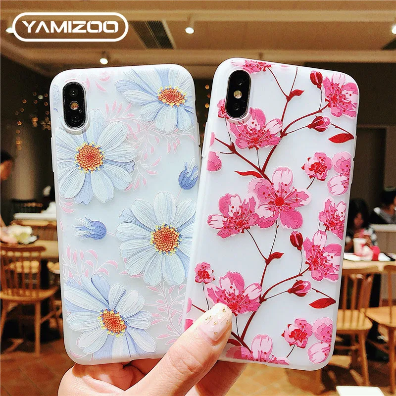 YAMIZOO Silicone Case On For iPhone 5S Matte 3D Relief Soft Cute TPU Phone Cases XR 7 8 Plus X Xs Max |
