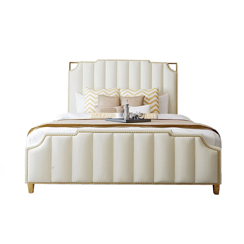 bedroom set Прямая поставка с фабрики, постсовременный светильник, роскошная простая кожаная кровать, мебель для спальни, 1,8, 1,5, размер кровати, двухспальная кровать - Цвет: bedroom set