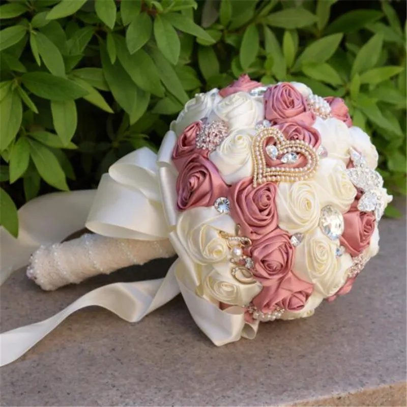 Color as picture 8 цветов Великолепные Свадебные цветы Свадебные букеты Искусственные для свадебного букета со стразами сверкающие с жемчугом buque de noiva - Цвет: Color as picture
