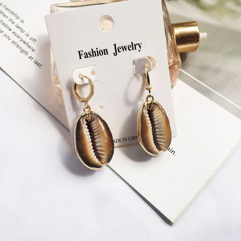 Style9 Модные натуральные сережки в виде ракушек для женщин летние каникулы Уникальные Морские пляжные висячие серьги женские вечерние ювелирные изделия дропшиппинг - Окраска металла: Style9