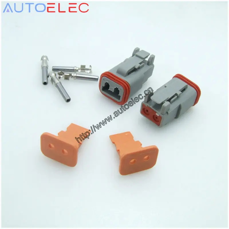 2-контактный AT06-2S Amphenol DT 2 Deutsch серый гнездовой разъем 1060-16-0122 u-баррель терминал никель HARLEY гусеница гоночные автомобили
