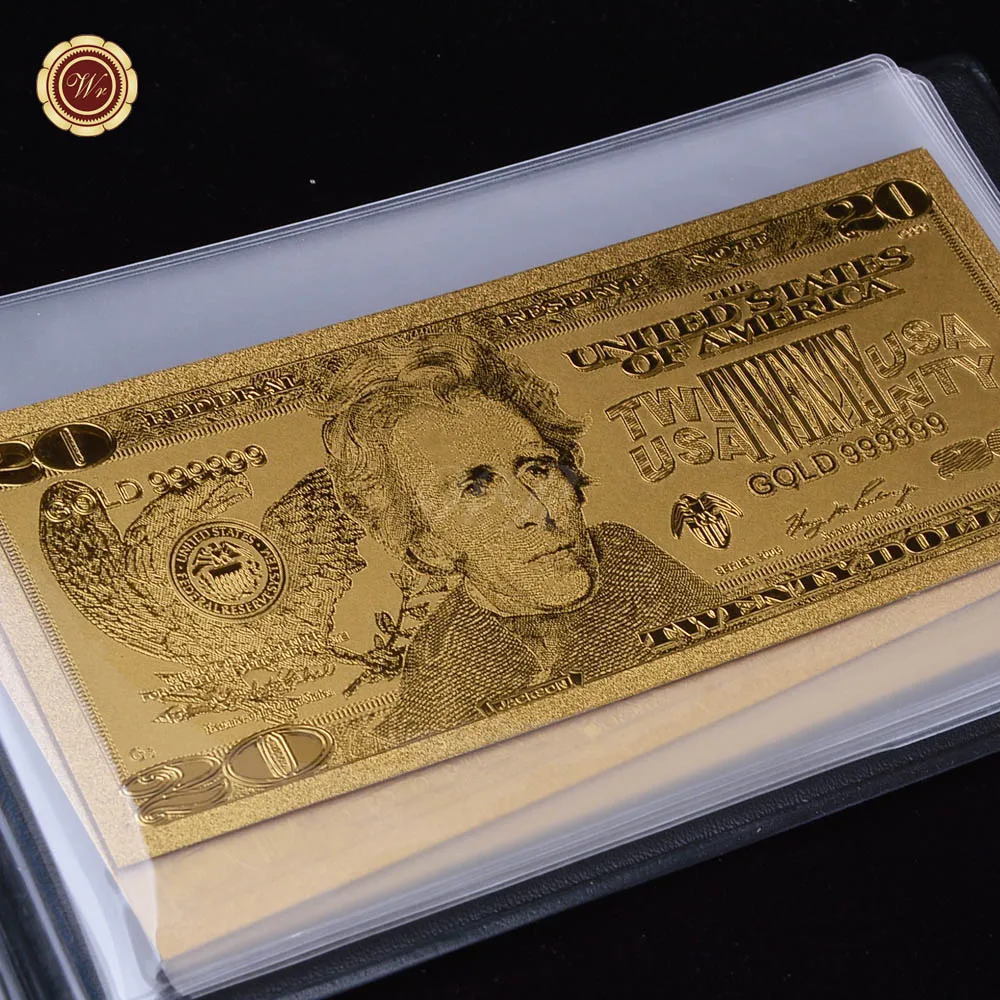 Набор банкнот с покрытием из золота и кожи 7 шт. купюр в долларах США|dollar|foildollar cut |