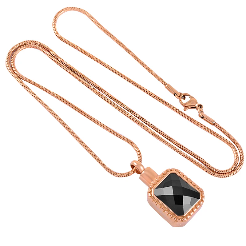 Ожерелье IJD9415 из нержавеющей стали с черным камнем квадратное ожерелье для