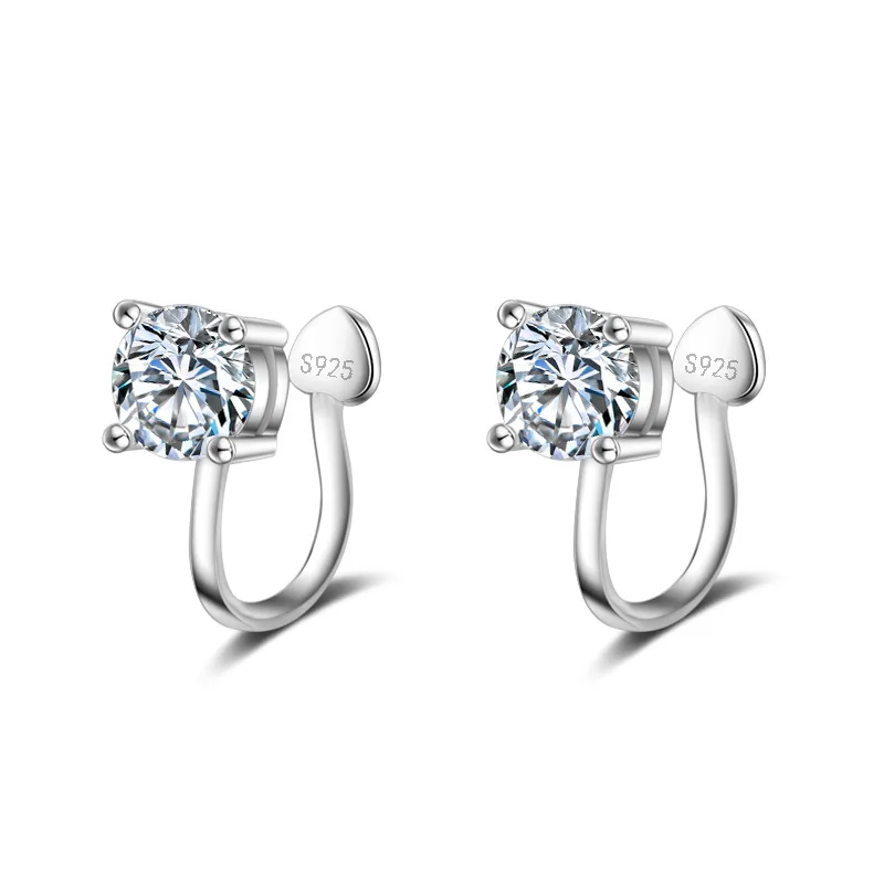 Женские Серебристые серьги клипсы с кристаллами без отверстия для ушей уникальный дизайн безопасные