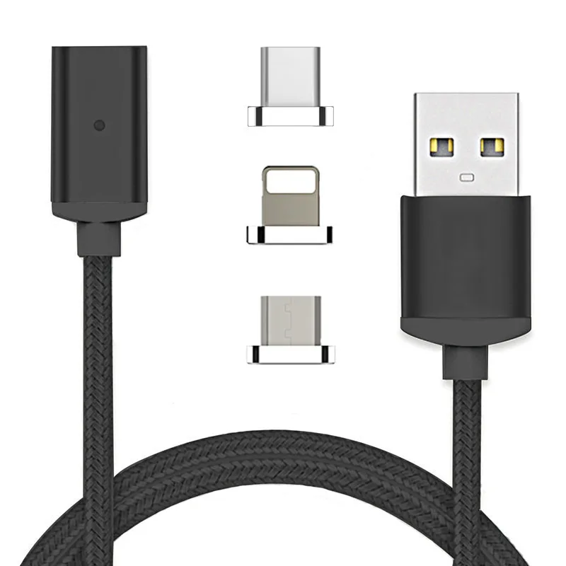 Магнитный кабель usb type C/Micro USB/IOS 3 в 1 Магнитный зарядный кабель для мобильного телефона Быстрая зарядка Магнитный Micro USB кабель адаптер